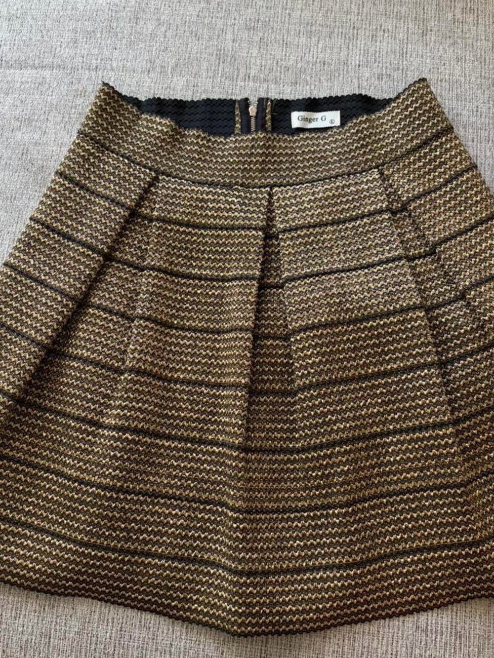 Ginger G Brown & Black Tweed A-Line Skirt